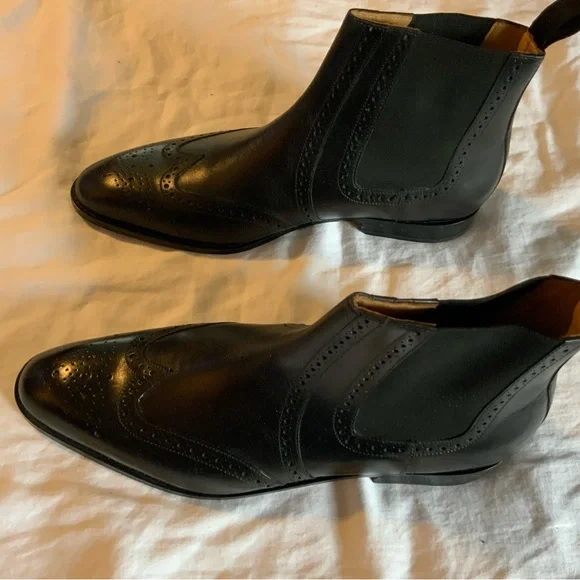 Men's Black Leather Boots - Picture 4 of 5